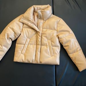 NEW VEGAN LEATHER MINI PUFFER COAT